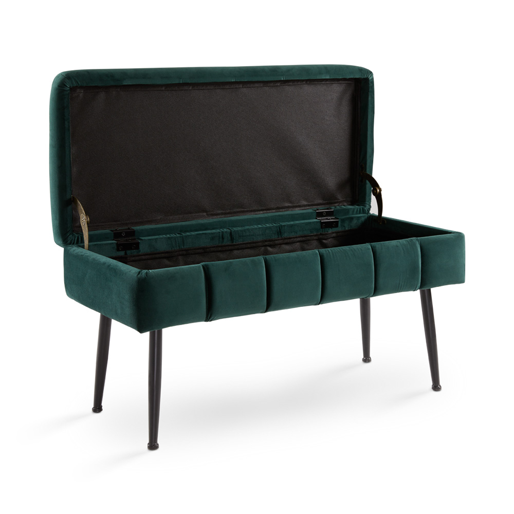 Marcella Storage Bench: Emerald Green